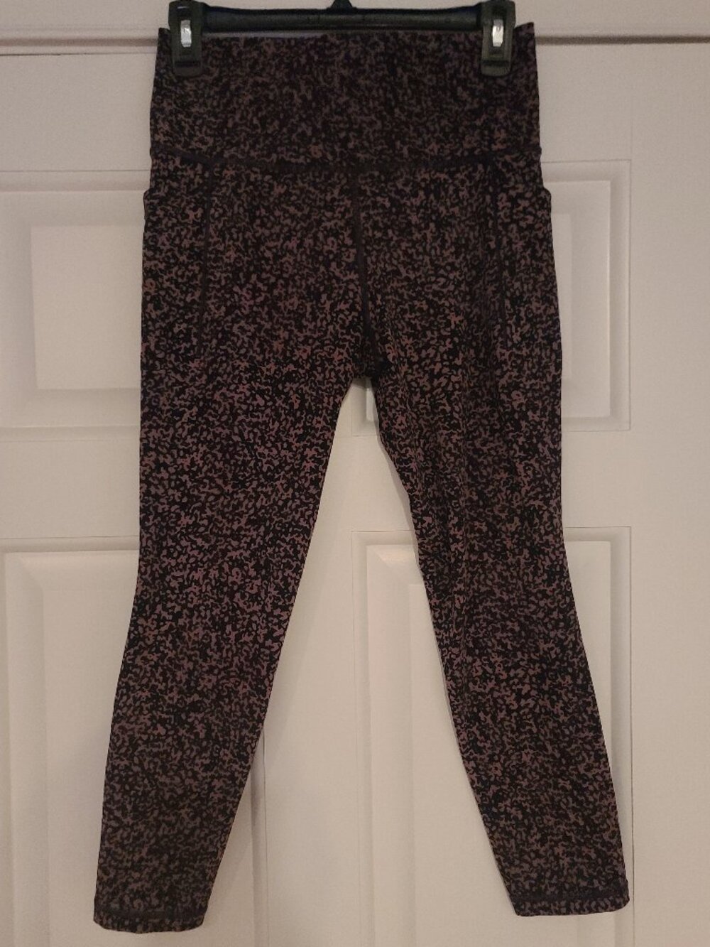 Athleta Size S Leggings Black Brown Activewear Yoga Slimming Stretch Pockets